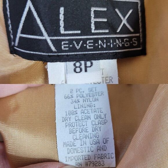 Vintage 80's Formal‎ Maxi Skirt Set 8P Gold Metallic Modest Mother of the Bride - Picture 3 of 16